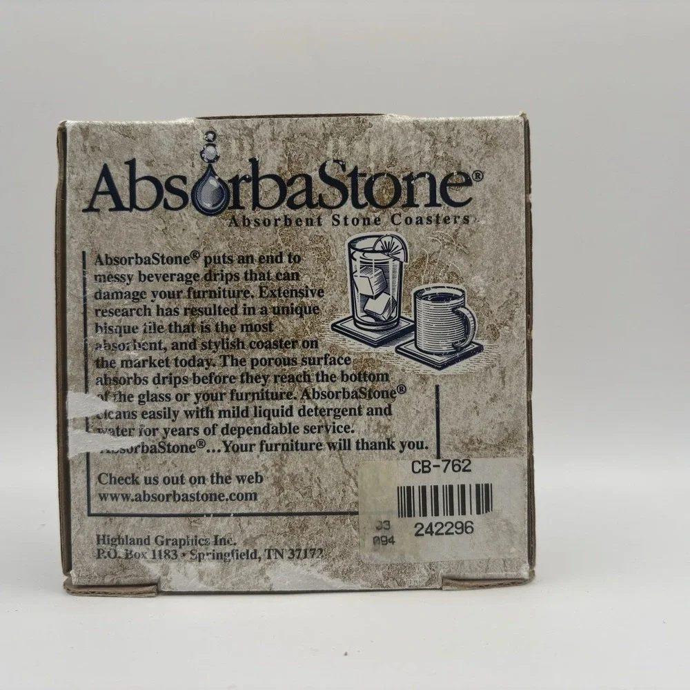 Absorbastone Set Of 4 Coasters Cats Kittens Unused In Box Nice 3in X 3in